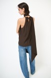 TOP SMANICATO CON FOULARD COLLO MORO