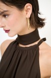 TOP SMANICATO CON FOULARD COLLO MORO