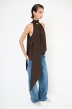 TOP SMANICATO CON FOULARD COLLO MORO