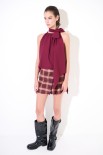 TOP SMANICATO CON FOULARD COLLO VINO