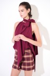 TOP SMANICATO CON FOULARD COLLO VINO