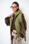 GILET TRAPUNTA CON CAPPUCCIO MILITARE