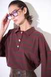 POLO RIGA MANICA CORTA CON BOTTONI DIVERSI VINO