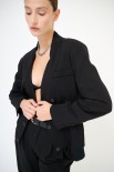 GIACCA BOMBER APERTA COLLO COSTINA FODERA A COLORE NERO