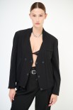 GIACCA BOMBER APERTA COLLO COSTINA FODERA A COLORE NERO