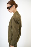 GIACCA BOMBER APERTA COLLO COSTINA FODERA A COLORE VERDE