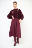 GONNA MIDI CON PIEGHE ELASTICO DT VINO
