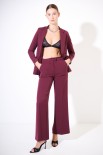 PANTALONE CON BANDA PASSAMANERIA LATERALE A CONTRASTO VINO