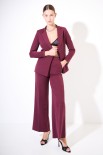 PANTALONE CON BANDA PASSAMANERIA LATERALE A CONTRASTO VINO