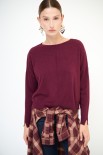 MAGLIA SCATOLINA GIROCOLLO VINO