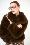 GIACCA CORTA ECO FUR PELO LUNGO COLLO SCIALLATO MORO