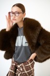 GIACCA CORTA ECO FUR PELO LUNGO COLLO SCIALLATO MORO