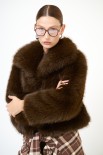 GIACCA CORTA ECO FUR PELO LUNGO COLLO SCIALLATO MORO
