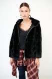 BOMBER ECO FUR CON CAPPUCCIO NERO