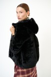 BOMBER ECO FUR CON CAPPUCCIO NERO