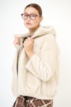BOMBER ECO FUR CON CAPPUCCIO BURRO