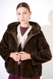 BOMBER ECO FUR CON CAPPUCCIO MORO