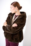 BOMBER ECO FUR CON CAPPUCCIO MORO
