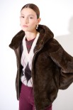 BOMBER ECO FUR CON CAPPUCCIO MORO