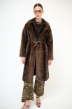 PELLICCIA ECO FUR SCOLLO REVER E CINTURA MORO