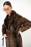PELLICCIA ECO FUR SCOLLO REVER E CINTURA MORO