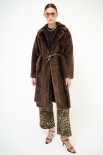 PELLICCIA ECO FUR SCOLLO REVER E CINTURA MORO