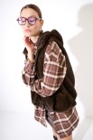 GILET ECO FUR CON CAPPUCCIO MORO
