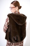 GILET ECO FUR CON CAPPUCCIO MORO