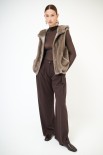 GILET ECO FUR CON CAPPUCCIO FANGO