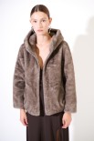 BOMBER ECO FUR CON CAPPUCCIO FANGO
