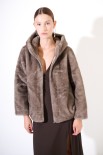BOMBER ECO FUR CON CAPPUCCIO FANGO