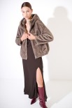 BOMBER ECO FUR CON CAPPUCCIO FANGO