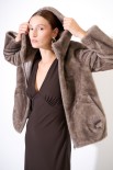 BOMBER ECO FUR CON CAPPUCCIO FANGO