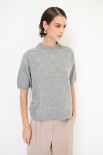MAGLIA MEZZO COLLO MANICA CORTA MISTO CACHEMIRE GRIGIO MEDIO