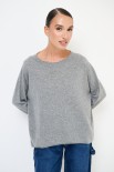 MAGLIA OVER FONDO ASIMMETRICO MISTO CACHEMIRE GRIGIO MEDIO