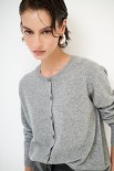 CARDIGAN PARICOLLO MISTO CACHEMIRE GRIGIO MEDIO