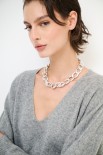MAGLIA OVER SCOLLO V MISTO CACHEMIRE GRIGIO MEDIO