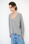 MAGLIA OVER SCOLLO V MISTO CACHEMIRE GRIGIO MEDIO