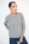 MAGLIA OVER TRECCIA+SPACCHI LANA CACHEMIRE GRIGIO MEDIO