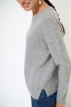 MAGLIA OVER TRECCIA+SPACCHI LANA CACHEMIRE GRIGIO MEDIO