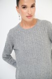 MAGLIA OVER TRECCIA+SPACCHI LANA CACHEMIRE GRIGIO MEDIO