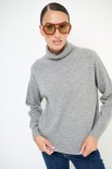 MAGLIA OVER COLLO ALTO MISTO CACHEMIRE GRIGIO MEDIO