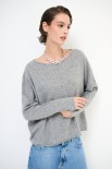 MAGLIA SCATOLINA TAGLIO VIVO FONDO MISTO CACHEMIRE GRIGIO MEDIO