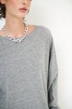 MAGLIA OVER PARICOLLO MISTO CACHEMIRE GRIGIO MEDIO