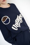 FELPA BASIC RICAMO NEW YORK VINTAGE BLU