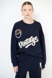 FELPA BASIC RICAMO NEW YORK VINTAGE BLU