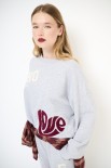 FELPA BASIC RICAMO SOHO LOVE GRIGIO