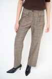 PANTALONE FONDO DRITTO BOTTONE IN TINTA MORO