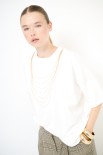 T-SHIRT COLLANA FILI LUNGA BIANCO