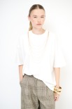 T-SHIRT COLLANA FILI LUNGA BIANCO